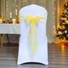 MDS Pack of 200 PCS Organza Chair Sashes Wider Dining Chair Bows Ribbon Tie Back for Wedding Party Birthday Bridal Shower Reception Event Banquet Home Chair Cover Decoration - Yellow view 1