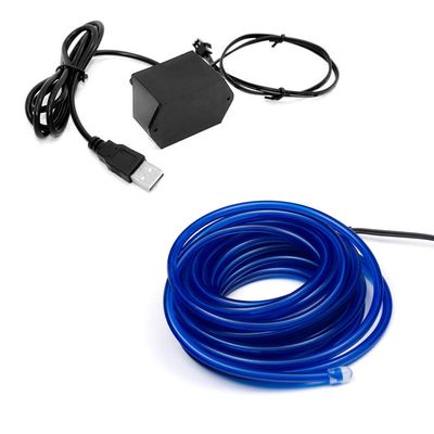 3-Pack 2m/6.5ft Blue Neon LED Light Glow EL Wire - 5 mm Thick - Powered by 12V USB Port - Craft Neon Wire String Light for DIY Project Costume Accessories Cosplay