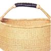 Fair Trade Ghana Bolga African Dye-Free Market Basket Natural Baskets (14"-16" Large: Black Handle) view 2