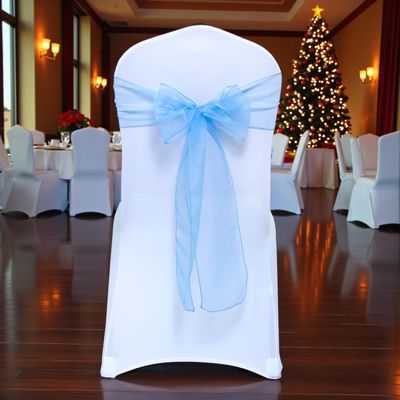 MDS Pack of 75 PCS Organza Chair Sashes Wider Dining Chair Bows Ribbon Tie Back for Wedding Party Birthday Bridal Shower Reception Event Banquet Home Chair Cover Decoration - Baby Blue
