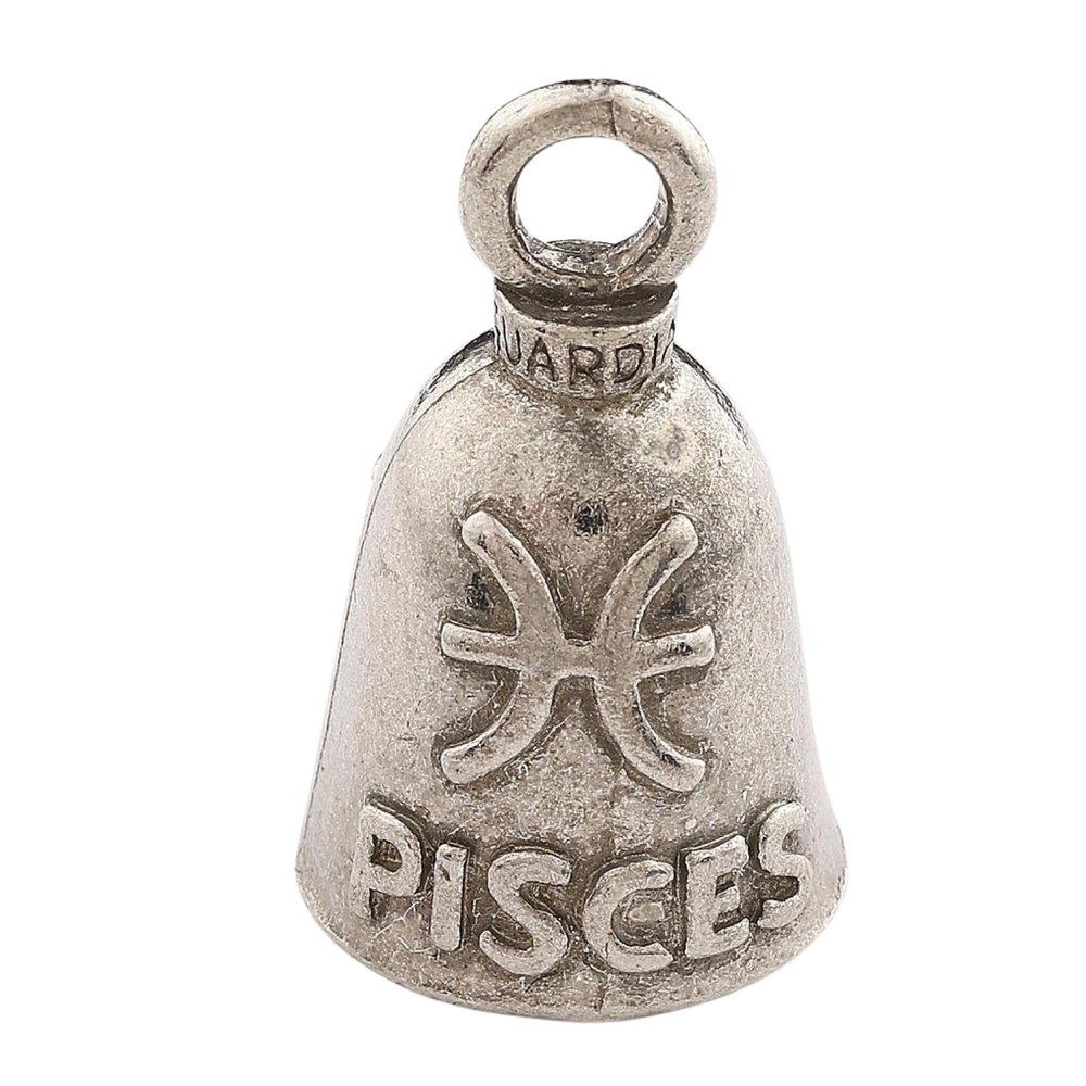 Guardian Bell "Pisces Good Luck Bell w/Keyring & Black Velvet Gift Bag | Motorcycle Bell | Lead-Free Pewter | Good Luck Gift to Friends & Family | Bike Bell | Made in USA