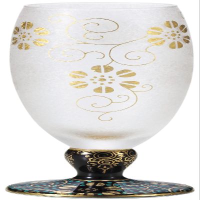 Aderia 9416 Sake Cup Japanese Sake Glass, Sleet Kutani, Blue Grain Tetsuzen (4.2 fl oz (125 ml) / Kutani Ware Collaboration/Beer Glass, Made in Japan, Comes in a Cosmetic Box, Birthday Gift, Present