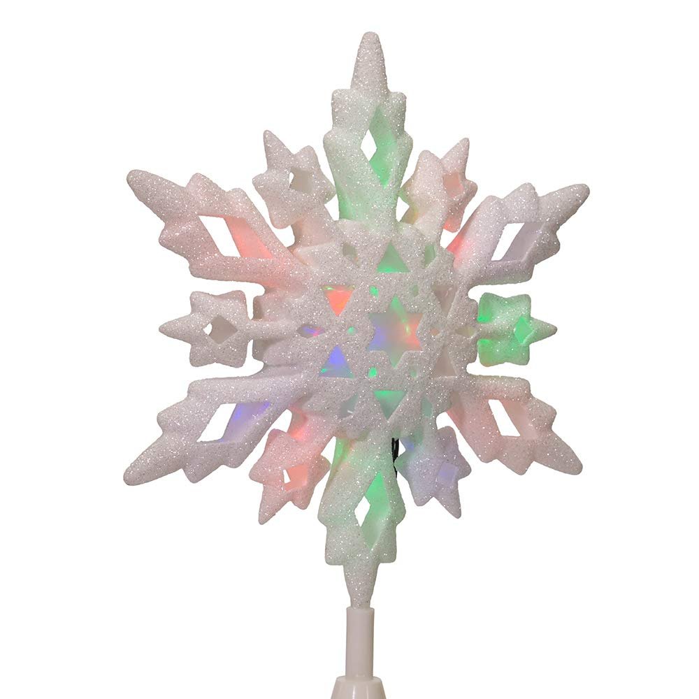 Kurt S. Adler JEL0310M 10" Red/Green/Blue LED Glitter Snowflake Tree Topper
