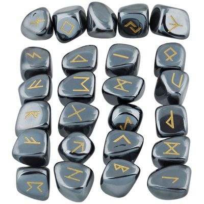 mookaitedecor Rune Stones Set with Engraved Elder Futhark Alphabet Crystal