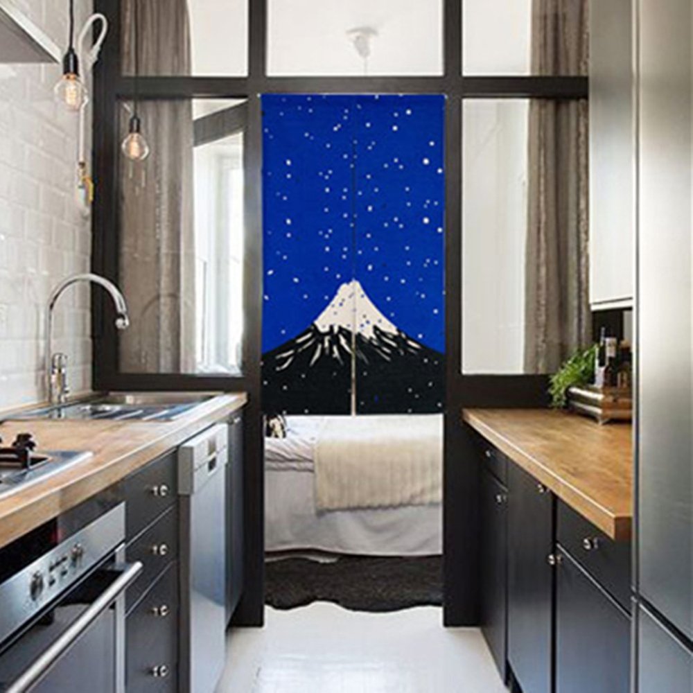 BAIHT HOME Cotton Linen Japanese Noren Doorway Curtain Tapestry Hokusai Ukiyoe Room Divider 33.5" Width x 47.2" Long (Snowy Mount Fuji)