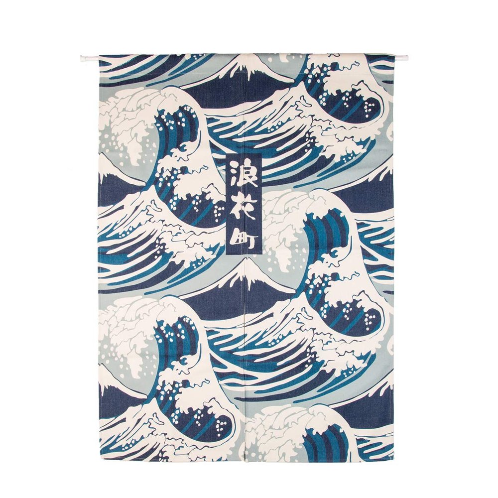 BAIHT HOME Cotton Linen Japanese Noren Doorway Curtain Tapestry Hokusai Ukiyoe Home Decor Room Divider 33.5" Width x 47.2" Long (Great Wave)