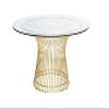 Charlize 42" Glass Round Coffee Table with Gold Steel Wire Base view 2