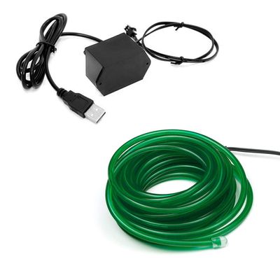 1-Pack 5m/16.4ft Green Neon LED Light Glow EL Wire - 2.3 mm Thick - Powered by 12V USB Port - Craft Neon Wire String Light for DIY Project Costume Accessories Cosplay