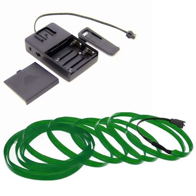1-Pack 5m/16.4ft Green Neon LED Light Glow EL Wire - 2.3 mm Thick - Powered by 6V Portable - 4AAA - Sound Active - Craft Neon Wire String Light for DIY Project Costume Accessories Cosplay