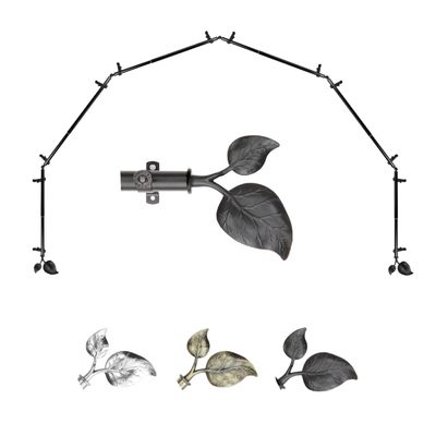 A&F Rod Dcor - Leaf 13/16" 6-Sided Bay Window Curtain Rod 28-48 inch (each side) - Black