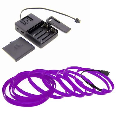 1-Pack 5m/16.4ft Purple Neon LED Light Glow EL Wire - 3.2 mm Thick - Powered by 6V Portable - 4AAA - Sound Active - Craft Neon Wire String Light for DIY Project Costume Accessories Cosplay