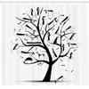 Ambesonne Abstract Shower Curtain, Monochrome Autumn Season Tree with Dog Silhouettes on The Branches Dachshund, Cloth Fabric Bathroom Decor Set with Hooks, 69" W x 75" L, White Black view 2