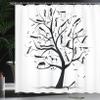 Ambesonne Abstract Shower Curtain, Monochrome Autumn Season Tree with Dog Silhouettes on The Branches Dachshund, Cloth Fabric Bathroom Decor Set with Hooks, 69" W x 75" L, White Black view 3