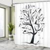 Ambesonne Abstract Shower Curtain, Monochrome Autumn Season Tree with Dog Silhouettes on The Branches Dachshund, Cloth Fabric Bathroom Decor Set with Hooks, 69" W x 75" L, White Black view 4