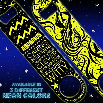 BarConic Kolorcoat Zodiac Speed Bottle Opener - NEON YELLOW - AQUARIUS