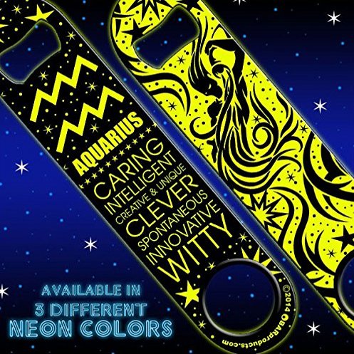BarConic Kolorcoat Zodiac Speed Bottle Opener - NEON YELLOW - AQUARIUS
