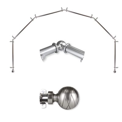 A&F Rod Dcor - Ferero 13/16" 6-Sided Bay Window Curtain Rod 28-48 inch (each side) - Satin Nickel