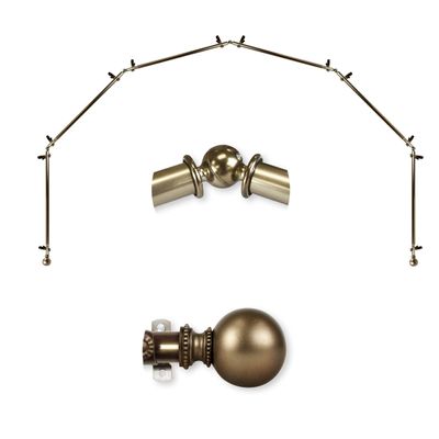 A&F Rod Dcor - Cleo 13/16" 6-Sided Bay Window Curtain Rod 28-48 inch (each side) - Antique Brass