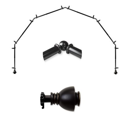 A&F Rod Dcor - Stream 13/16" 6-Sided Bay Window Curtain Rod 28-48 inch (each side) - Black