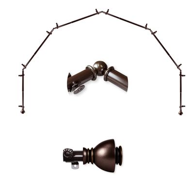 A&F Rod Dcor - Stream 13/16" 6-Sided Bay Window Curtain Rod 28-48 inch (each side) - Cocoa