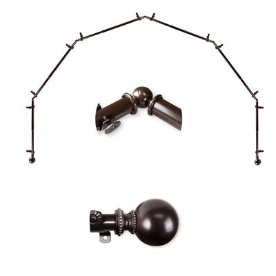 A&F Rod Dcor - Cleo 13/16" 6-Sided Bay Window Curtain Rod 28-48 inch (each side) - Cocoa