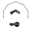 A&F Rod Dcor - Cleo 13/16" 6-Sided Bay Window Curtain Rod 28-48 inch (each side) - Cocoa view 1