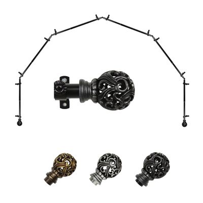 Baroque 13/16" 6-Sided Bay Window Curtain Rod 28-48" (Each Side) - Black