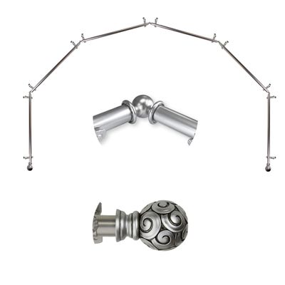 A&F Rod Dcor - Truffle 13/16" 6-Sided Bay Window Curtain Rod 28-48 inch (each side) - Satin Nickel