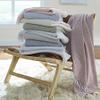 Sferra Terzo 100% Brushed Cotton Throw - Sand/White view 2