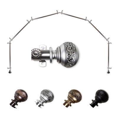 A&F Rod Dcor - Nadeen 13/16" 6-Sided Bay Window Curtain Rod 28-48 inch (each side) - Satin Nickel