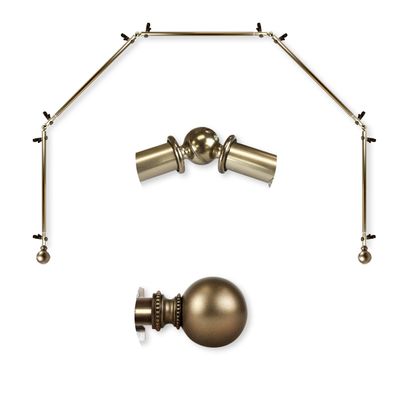 A&F Rod Dcor - Cleo 13/16" 5-Sided Bay Window Curtain Rod 28-48 inch (each side) - Antique Brass