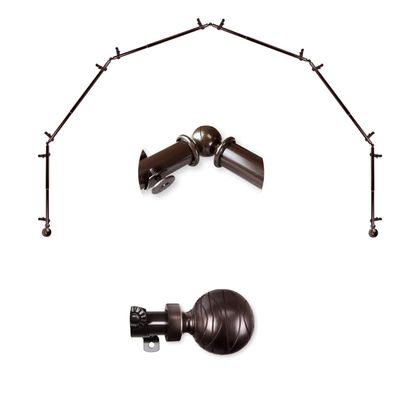 A&F Rod Dcor - Ferero 13/16" 6-Sided Bay Window Curtain Rod 28-48 inch (each side) - Cocoa