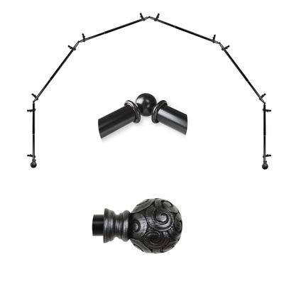 A&F Rod Dcor - Truffle 13/16" 6-Sided Bay Window Curtain Rod 28-48 inch (each side) - Black