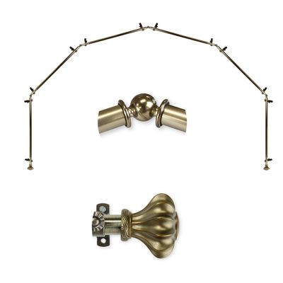 A&F Rod Dcor - Earl 13/16" 6-Sided Bay Window Curtain Rod 28-48 inch (each side) - Antique Brass