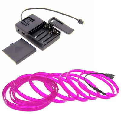 1-Pack 5m/16.4ft Pink Neon LED Light Glow EL Wire - 2.3 mm Thick - Powered by 6V Portable - 4AAA - Sound Active - Craft Neon Wire String Light for DIY Project Costume Accessories Cosplay
