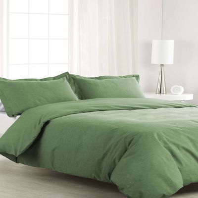 Bedding Empire Luxurious 7 Piece Solid Bedding Set (3pc Duvet Cover + 4pc Sheet Set) 100% Egyptian Cotton 500 Thread Count California King Size, Moss Color