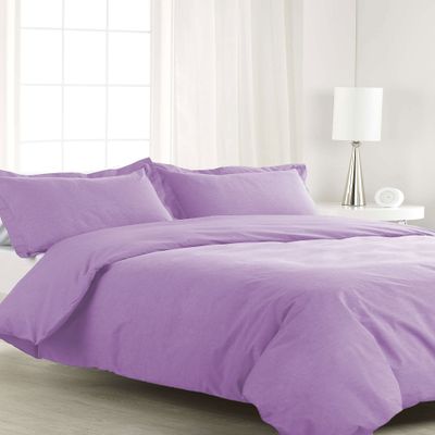 Bedding Empire Luxurious 7 Piece Solid Bedding Set (3pc Duvet Cover + 4pc Sheet Set) 100% Egyptian Cotton 500 Thread Count California King Size, Lavender Color