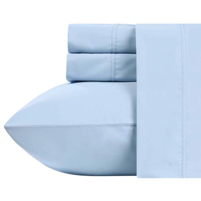 ARlinen Cot Size (42"X80") Sheets Set 4-Piece, Light Blue Solid 100% Egyption Cotton - 8 Inches Deep Pocket, Soft & Breathable Hotel Quality Bed Sheets