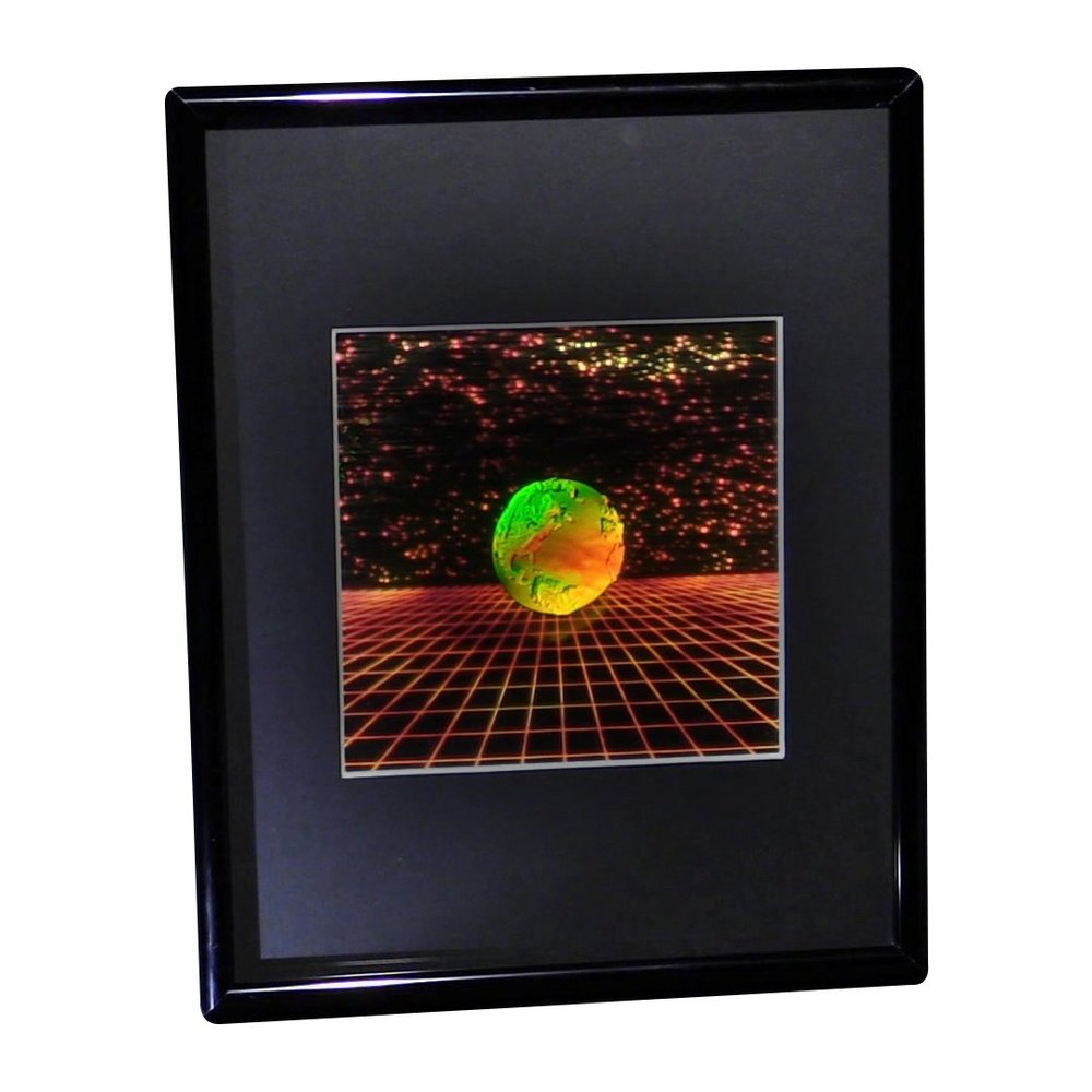 3D Earth with Grid Hologram Picture (Framed), Collectible Embossed Type Film