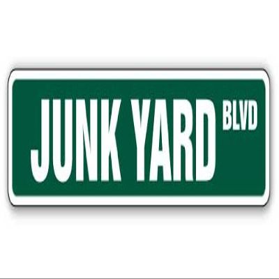 Junk Yard Street Sign car Metal Man junkman Dog | Indoor/Outdoor | 36" Wide