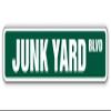Junk Yard Street Sign car Metal Man junkman Dog | Indoor/Outdoor | 36" Wide view 1