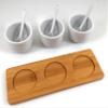 7 Piece Ceramic Jam Preserve Sauce Dip Serving Dish Bowl with Tray & Spoon Set, White view 2
