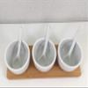 7 Piece Ceramic Jam Preserve Sauce Dip Serving Dish Bowl with Tray & Spoon Set, White view 3
