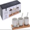 7 Piece Ceramic Jam Preserve Sauce Dip Serving Dish Bowl with Tray & Spoon Set, White view 4