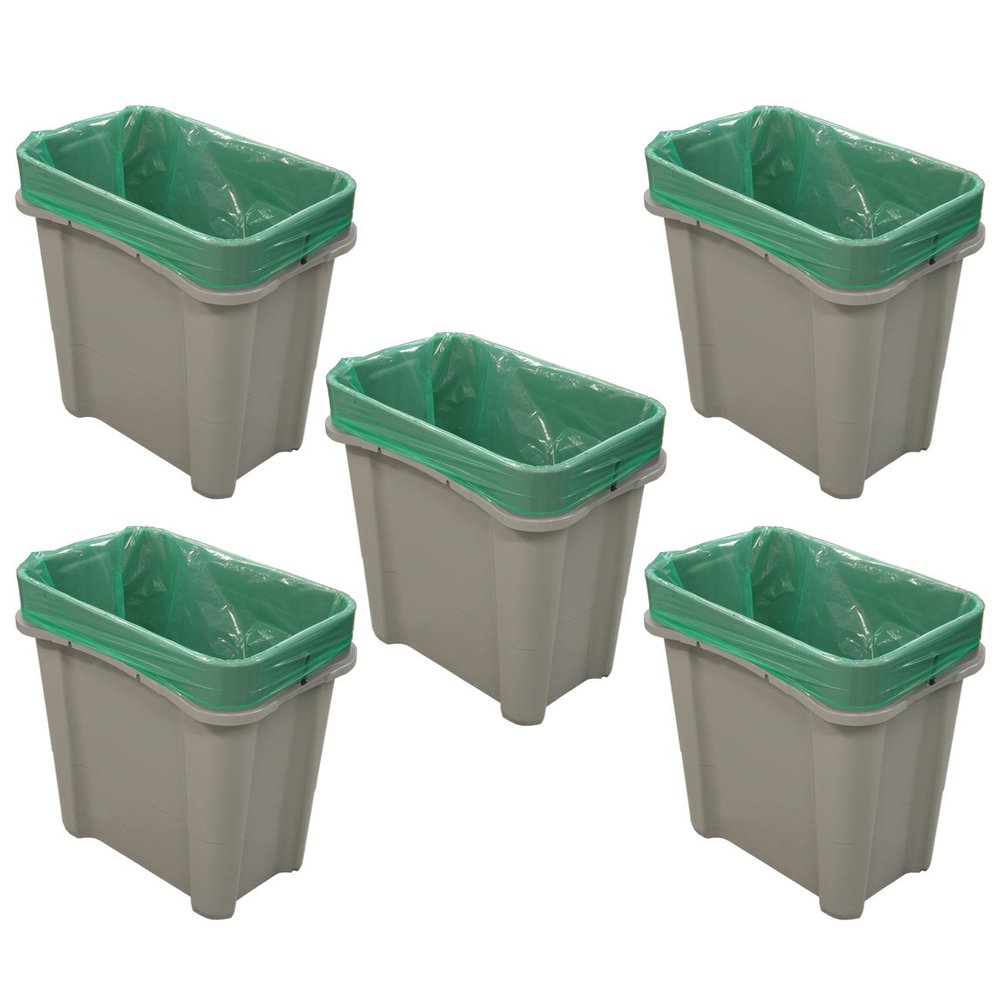 Glasdon Pack of 5 Eco Nexus 16G Recycling Bins  Gray  16-Gallon (Variety Decal Pack)