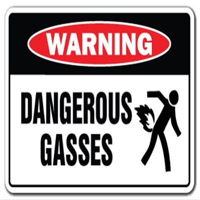 Dangerous Gases Warning Sign Fart Farting Pass Gas Stink | Indoor/Outdoor | 20" Tall