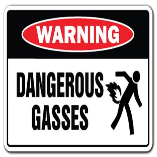 Dangerous Gases Warning Sign Fart Farting Pass Gas Stink | Indoor/Outdoor | 20" Tall