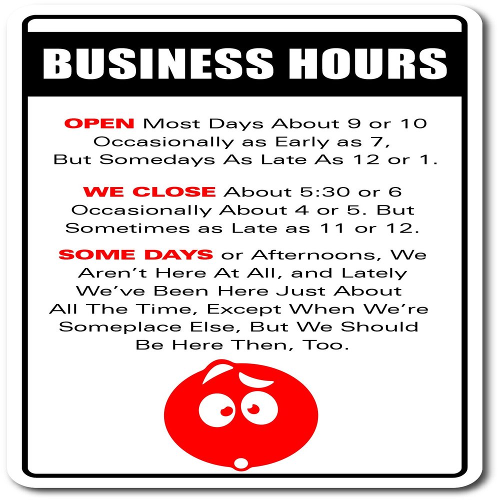 Business Hours Sign | Indoor/Outdoor | 20" Tall