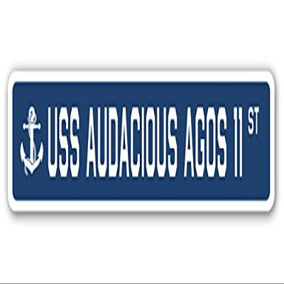USS Audacious AGOS 11 Street Sign us Navy Ship Veteran Sailor Gift