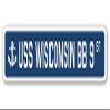 USS Wisconsin BB 9 Street Sign us Navy Ship Veteran Sailor Gift view 1
